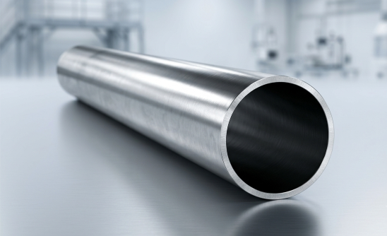 Polished 409 series stainless steel round tubing stacked for industrial orders